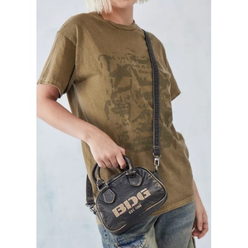 BDG Urban Outfitters Mini Bowling Bag Womens OS Brown Faux Leather Y2K Grunge